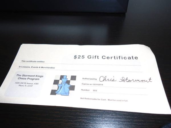 Chess Lessons Gift Certificates